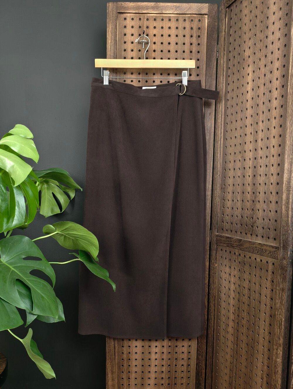Talbots Faux Suede Classic Brown Wrap Skirt